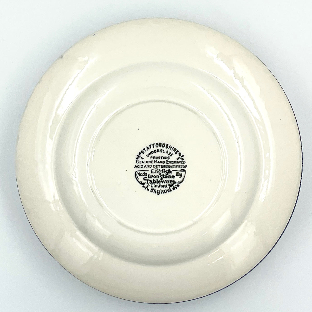 Vintage Staffordshire English Ironstone Blue Willow Plates Set of 4