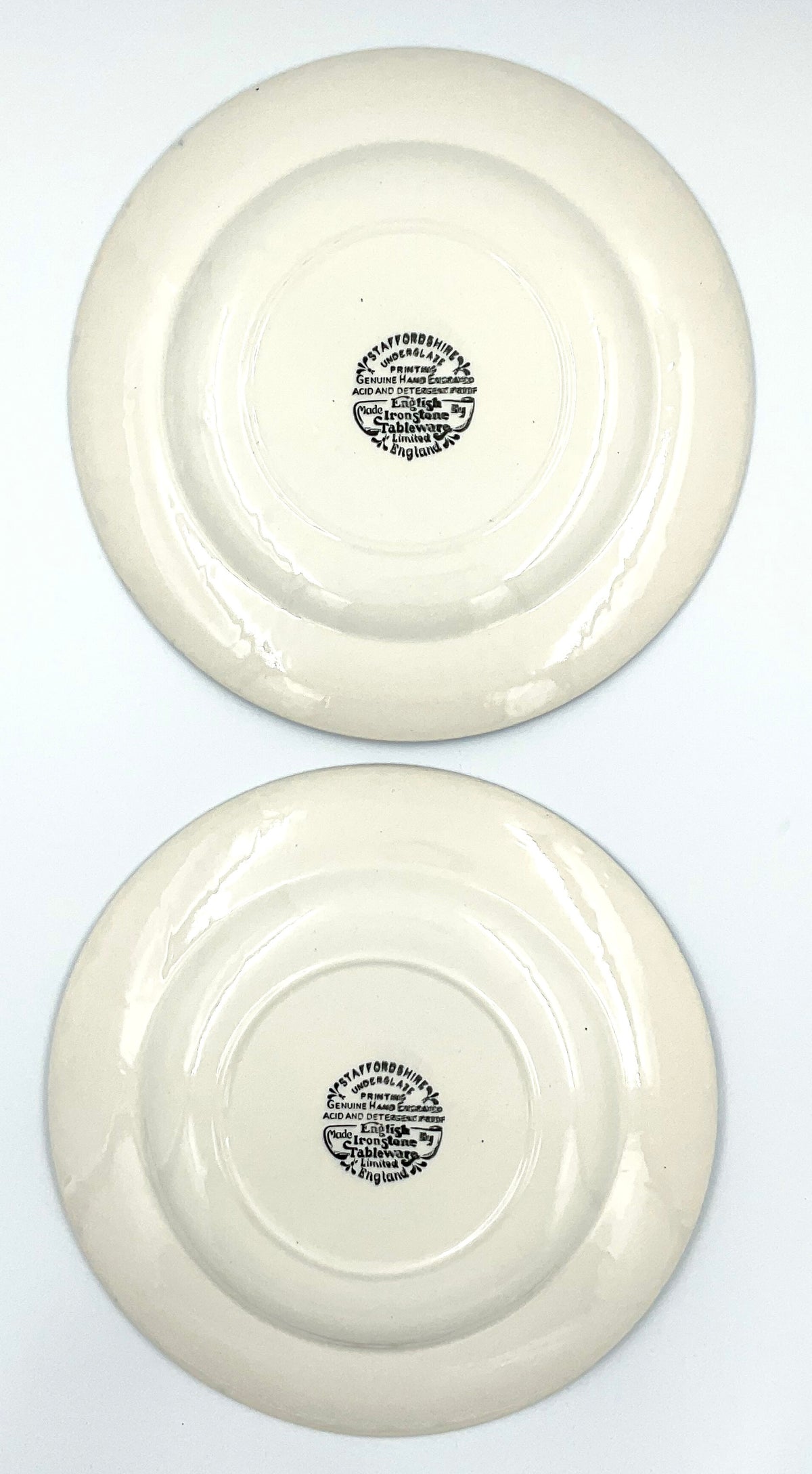 Vintage Staffordshire English Ironstone Blue Willow Plates Set of 4