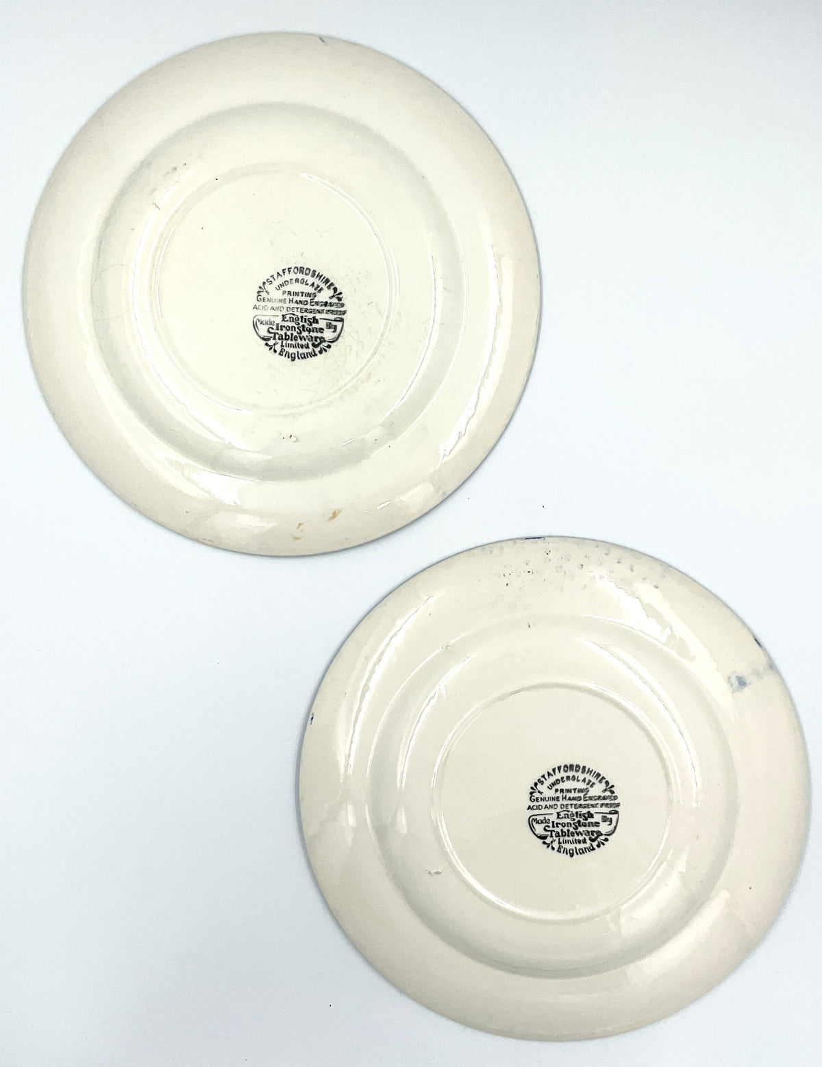 Vintage Staffordshire English Ironstone Blue Willow Plates Set of 4
