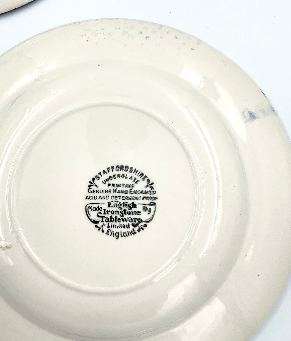 Vintage Staffordshire English Ironstone Blue Willow Plates Set of 4