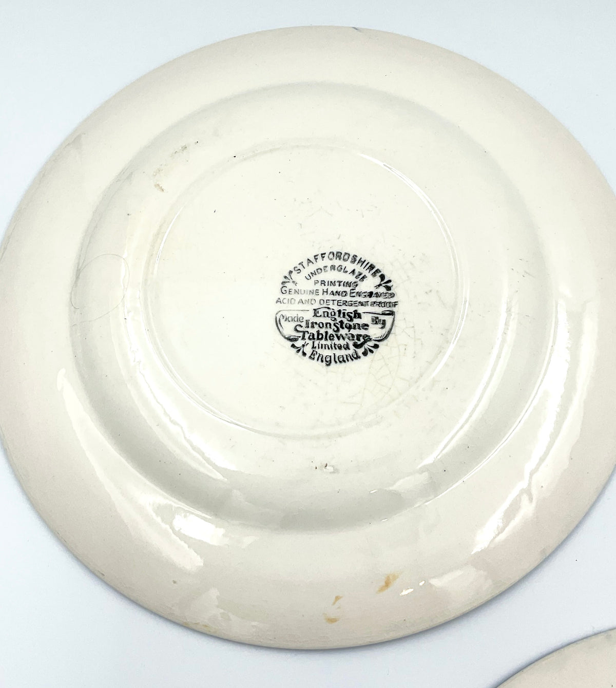 Vintage Staffordshire English Ironstone Blue Willow Plates Set of 4