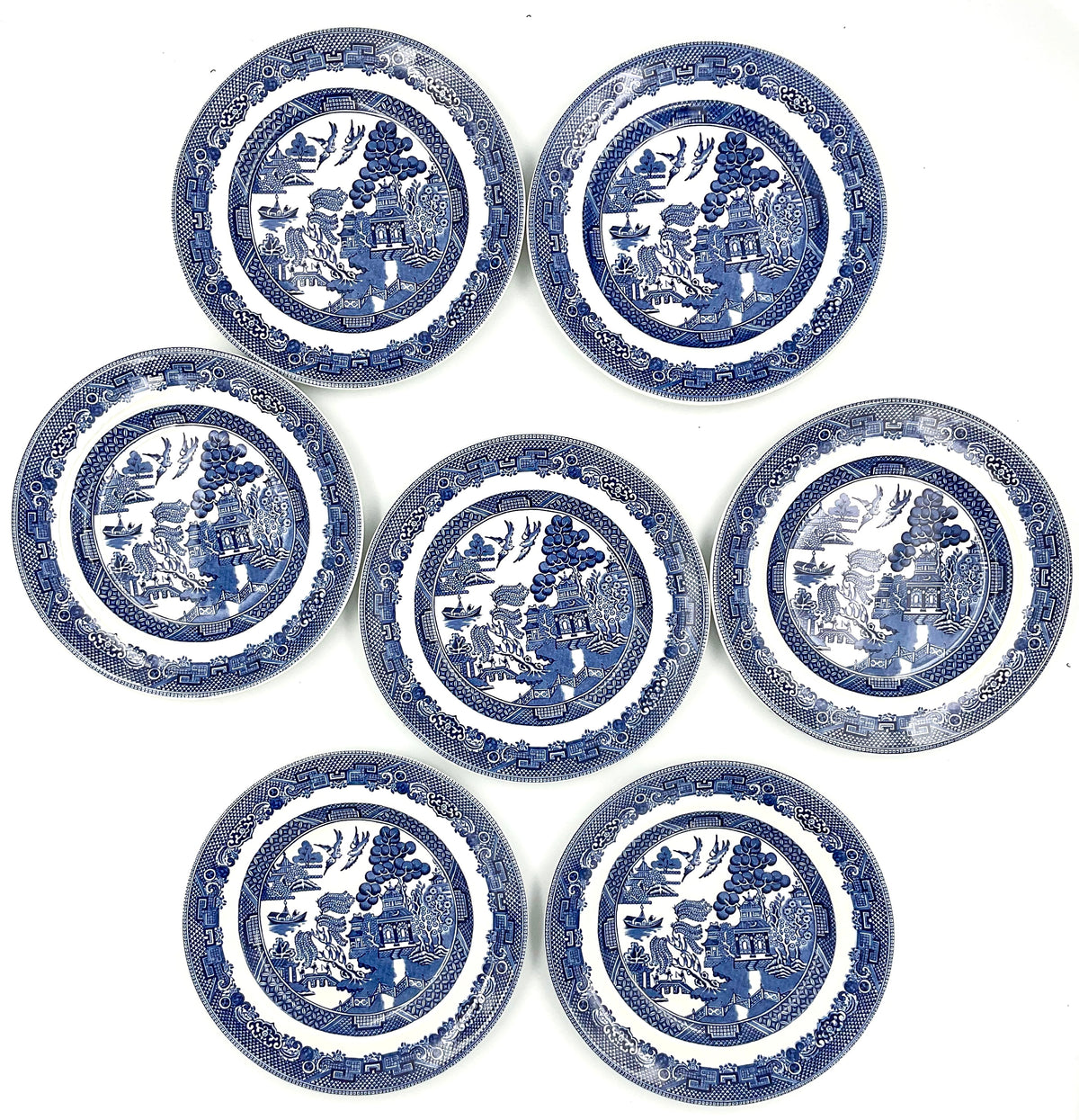 Johnson Brothers Willow Blue & White Bread Plates Set of 7 England
