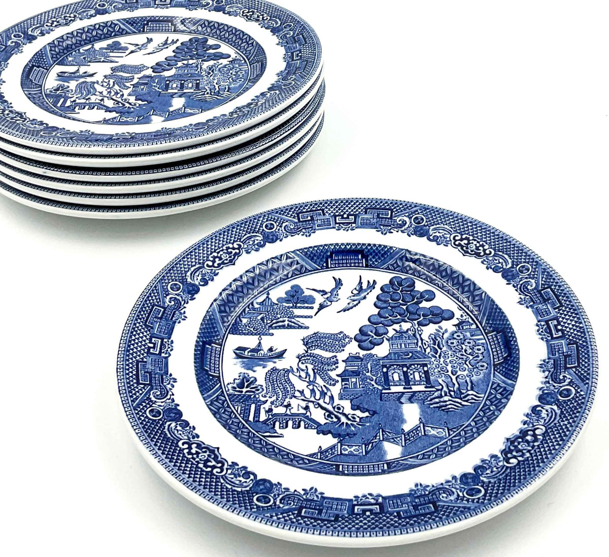Johnson Brothers Willow Blue & White Bread Plates Set of 7 England