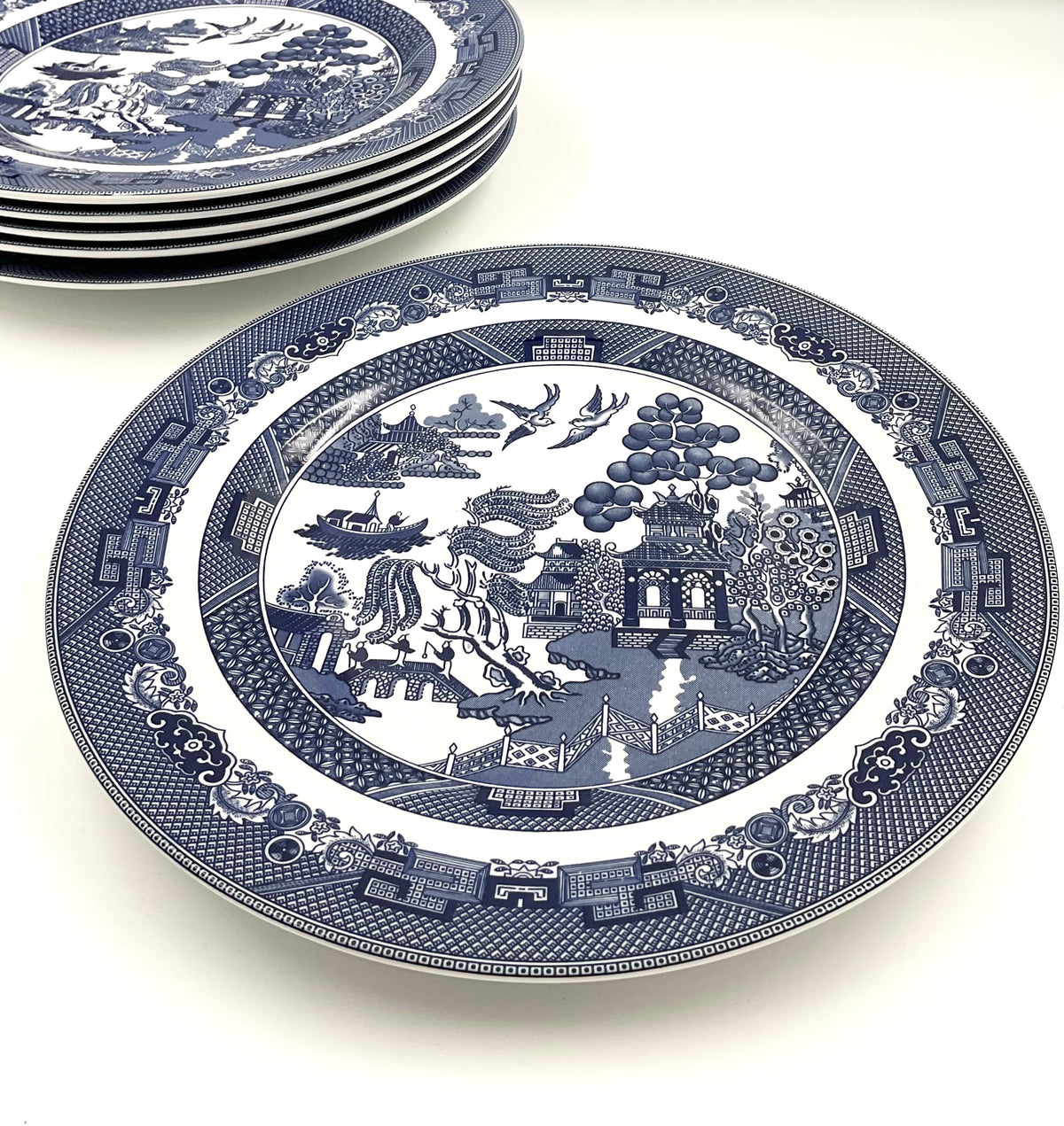Johnson Brothers Willow Blue Dinner Plates 10.25” England – Set of 6