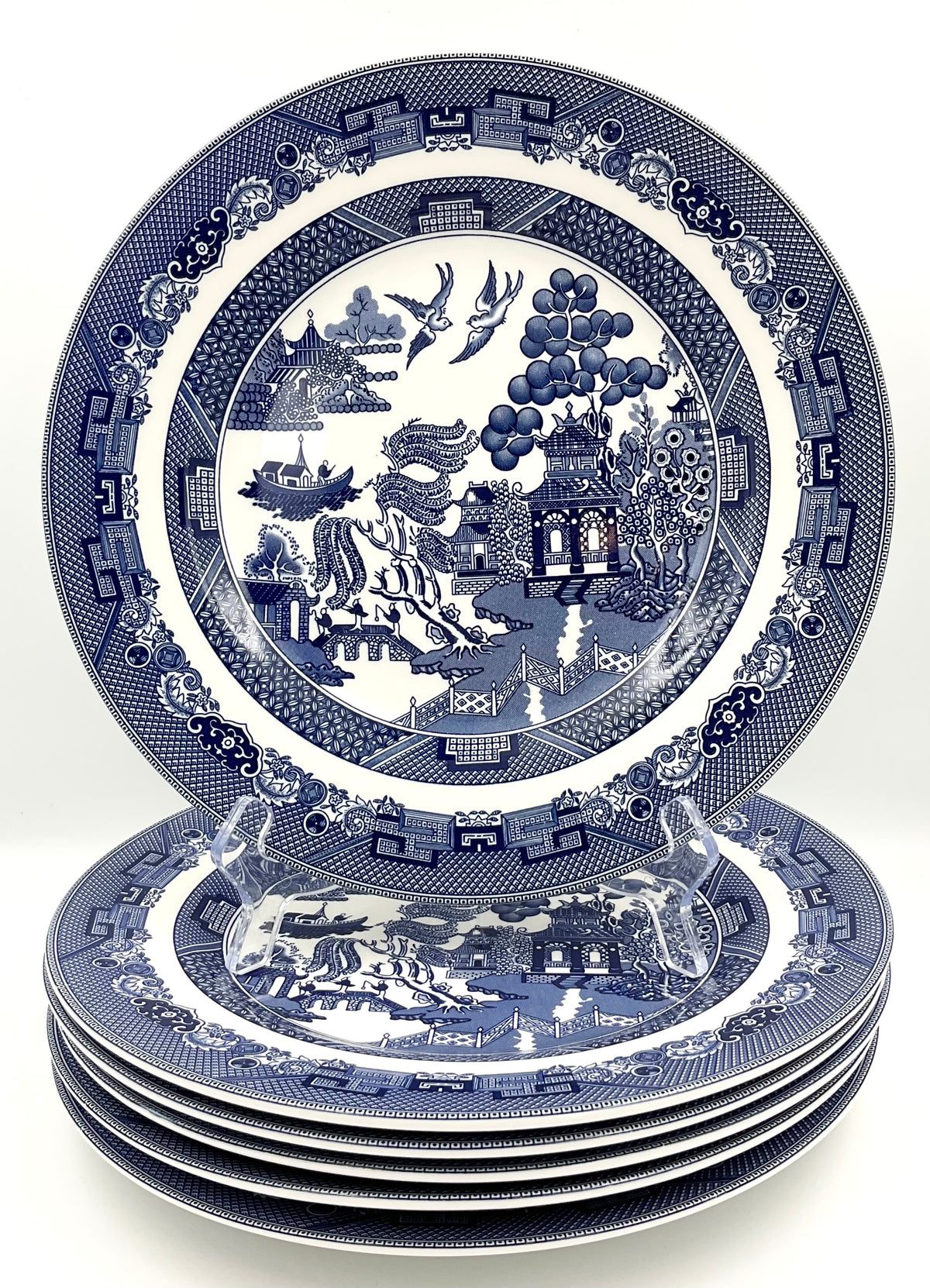 Johnson Brothers Willow Blue Dinner Plates 10.25” England – Set of 6