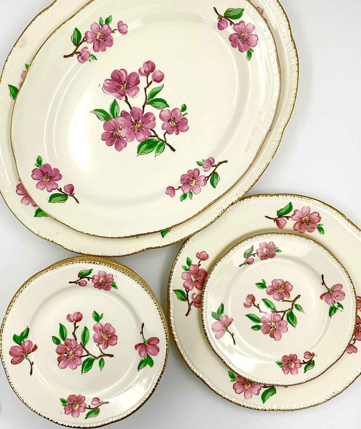 Vintage Homer Laughlin Apple Blossom Dinner Plate Pink Floral 9.5"