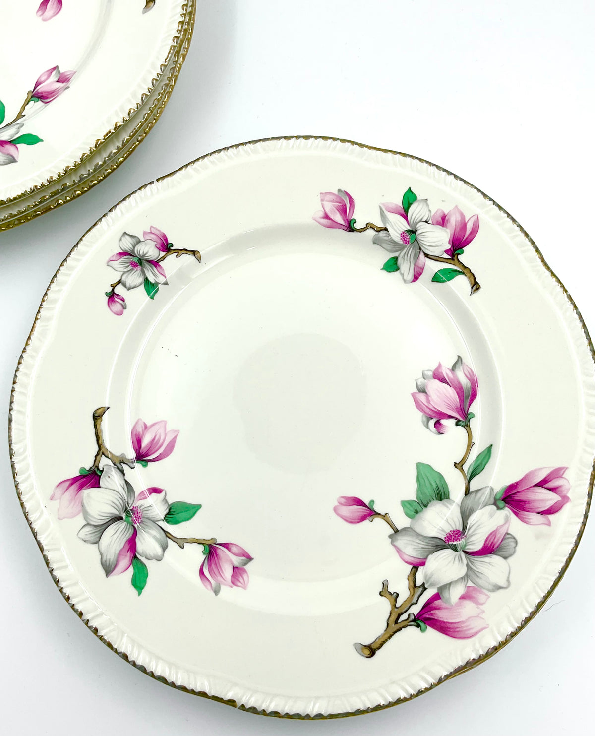 Vintage Homer Laughlin Magnolia Dinner Plate Pink Floral Gold 9”