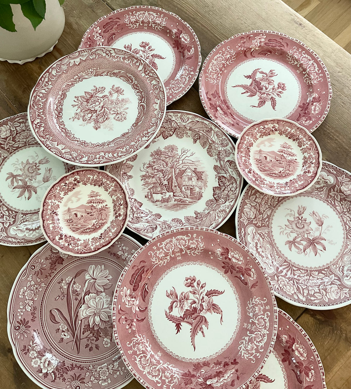 Vintage Copeland Spode Camilla Pink Transferware 10.5” Dinner Plate