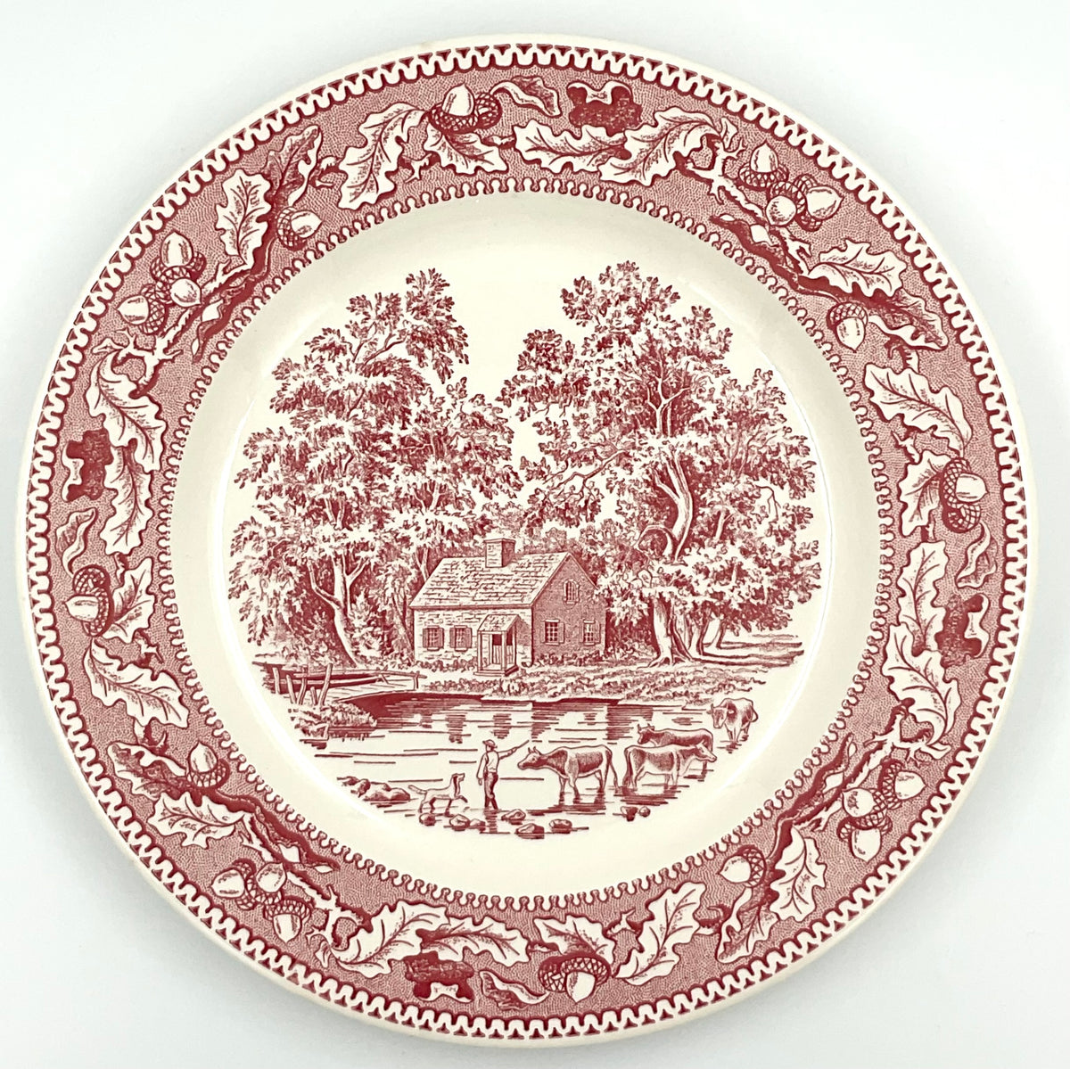 Vintage Royal China Memory Lane Red Transferware Dinner Plate – 1965
