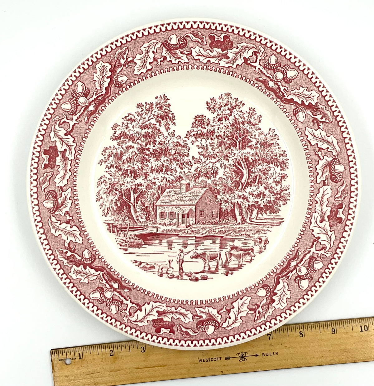 Vintage Royal China Memory Lane Red Transferware Dinner Plate – 1965