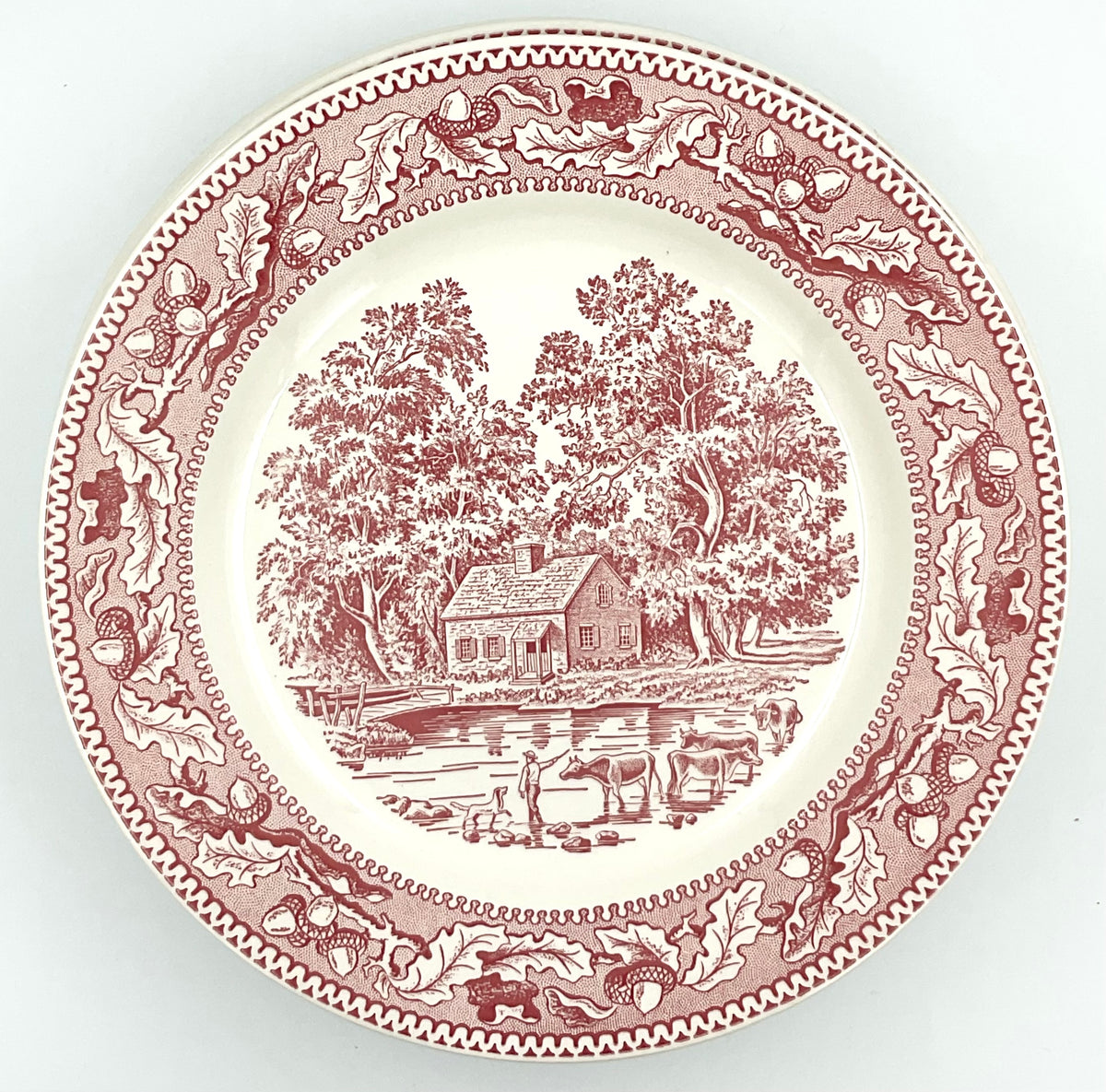 Vintage Royal China Memory Lane Red Transferware Dinner Plate – 1965