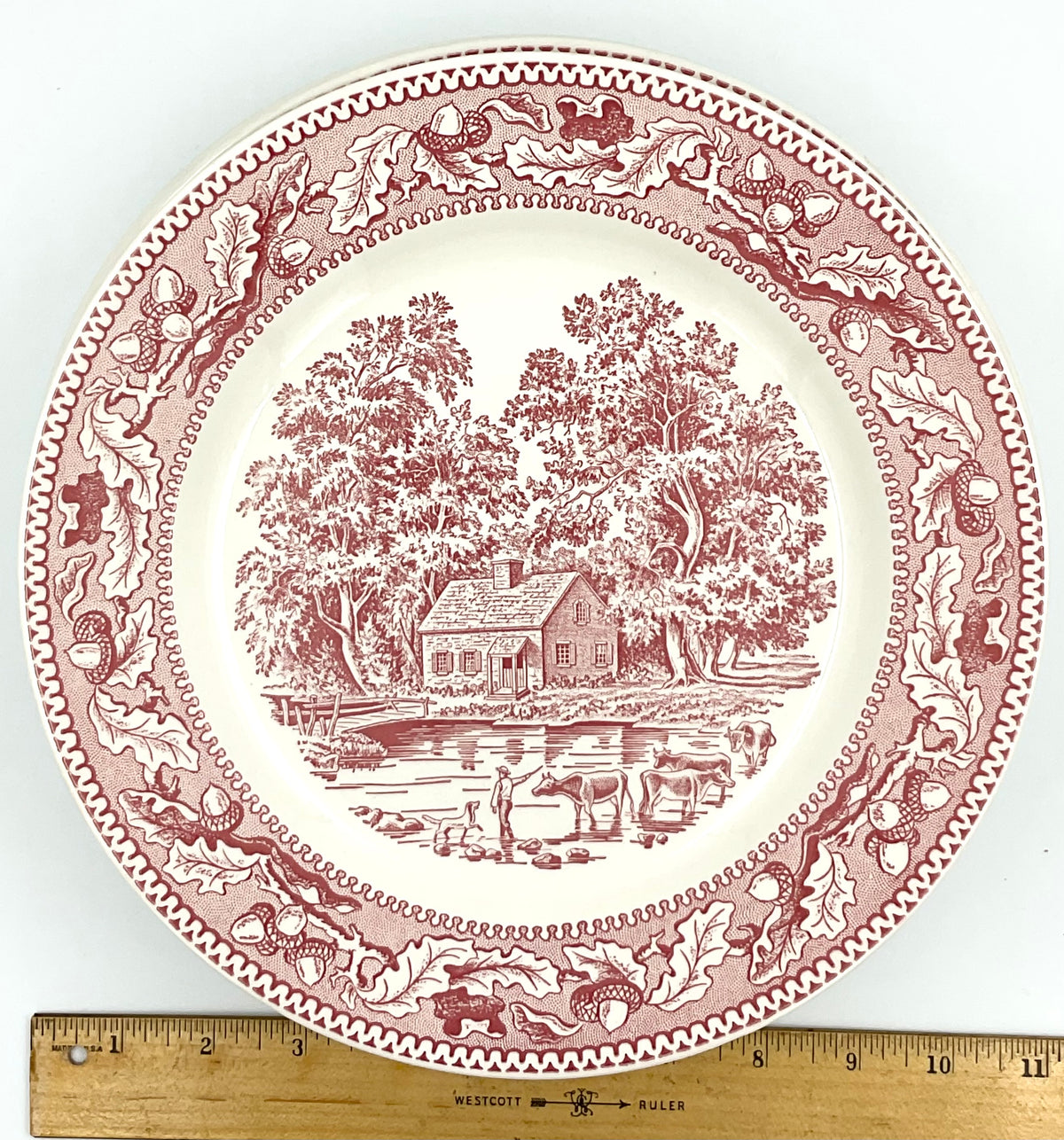 Vintage Royal China Memory Lane Red Transferware Dinner Plate – 1965