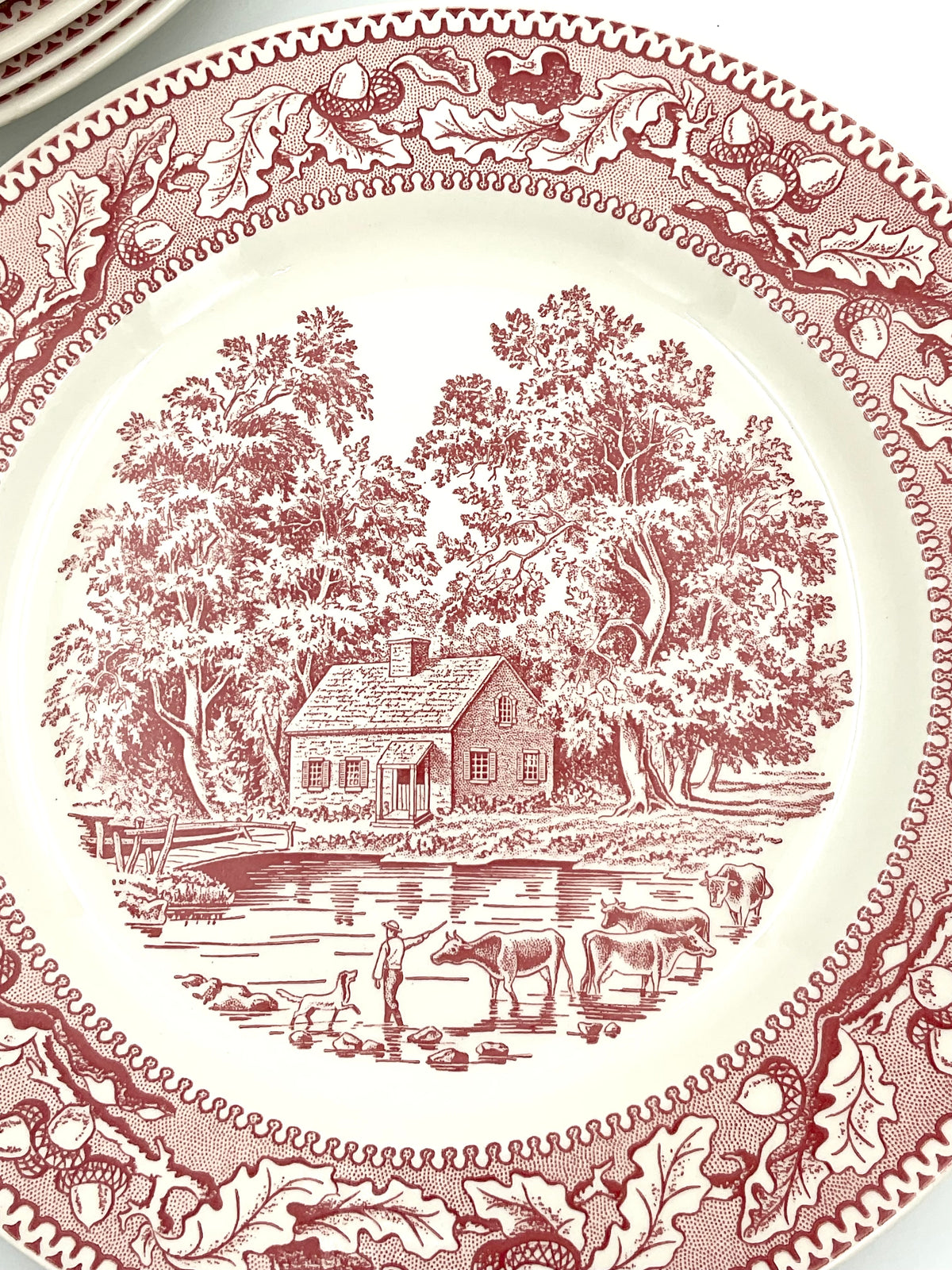 Vintage Royal China Memory Lane Red Transferware Dinner Plate – 1965