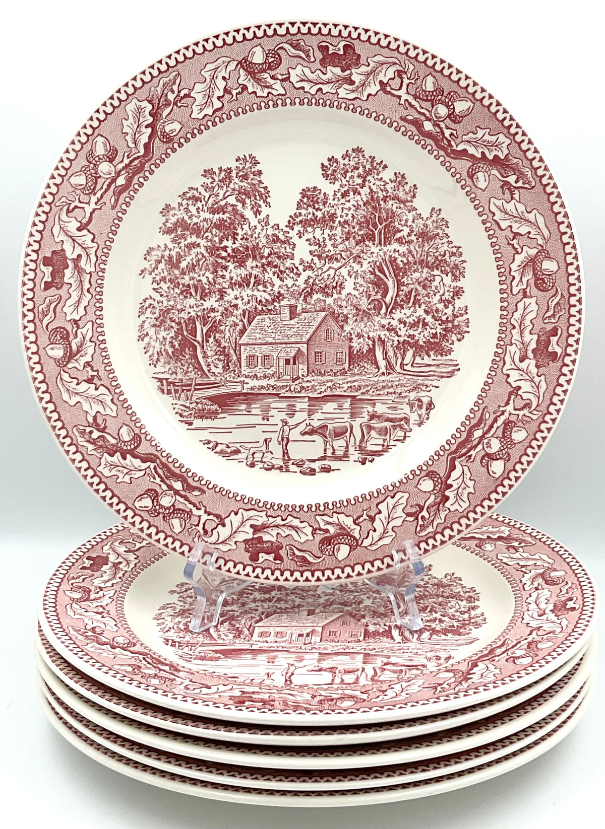 Vintage Royal China Memory Lane Red Transferware Dinner Plate – 1965
