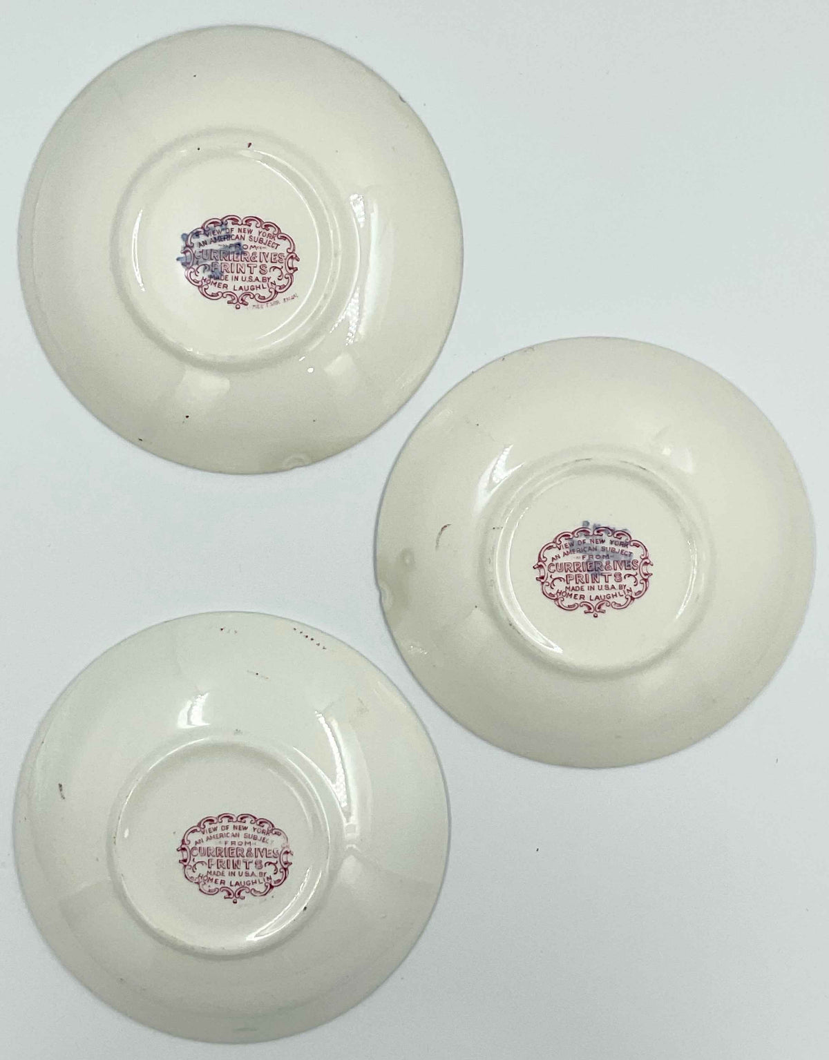 Vintage Homer Laughlin Currier & Ives View of New York Saucers – Set of 3