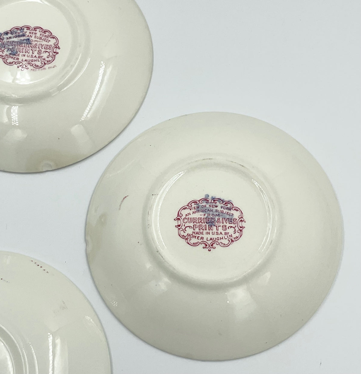 Vintage Homer Laughlin Currier & Ives View of New York Saucers – Set of 3