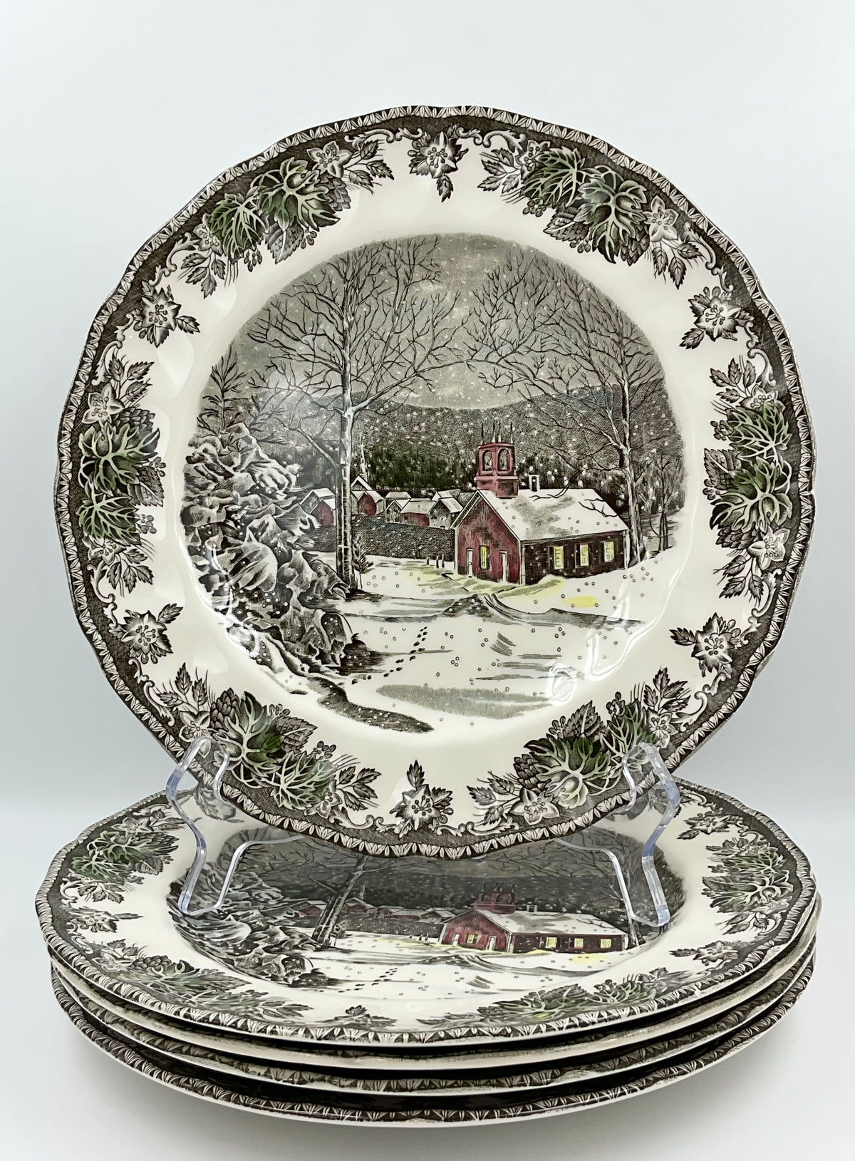 Vintage Johnson Brothers Friendly Village School House Dinner Plates – Set of 5