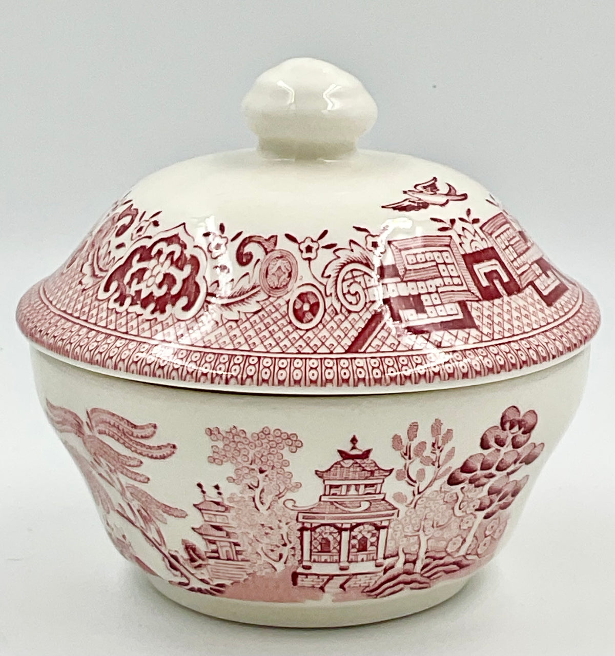 Vintage Churchill Willow Rosa Pink Covered Sugar Bowl