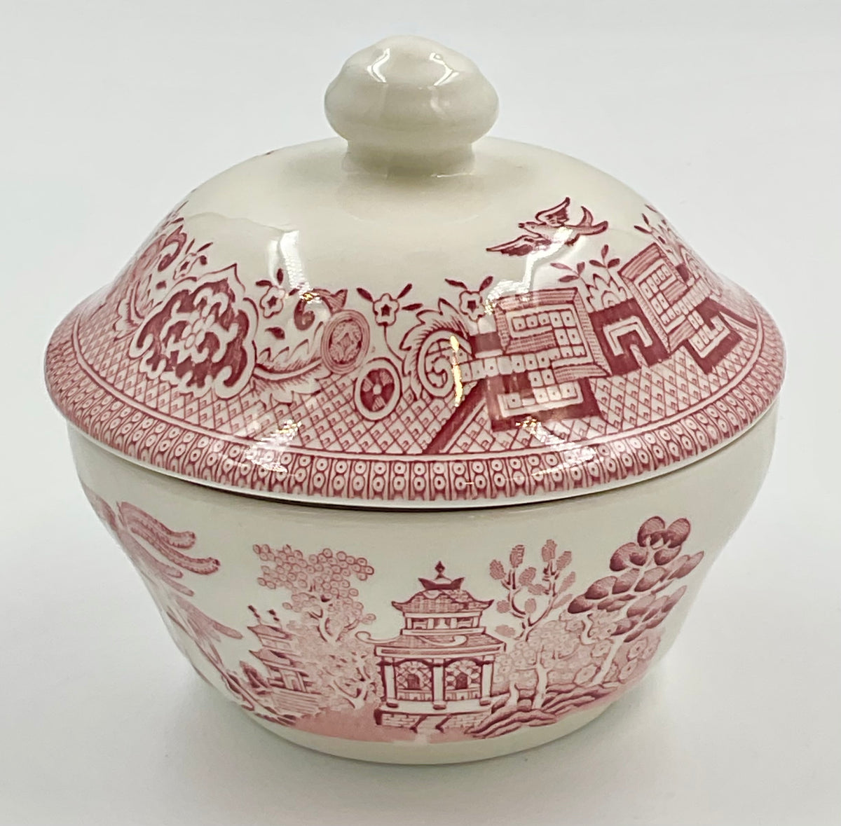Vintage Churchill Willow Rosa Pink Covered Sugar Bowl