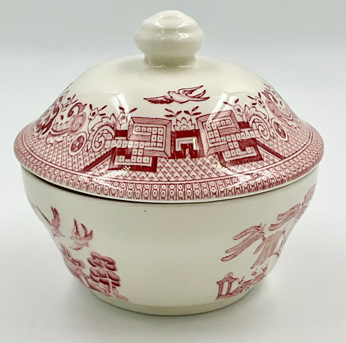 Vintage Churchill Willow Rosa Pink Covered Sugar Bowl