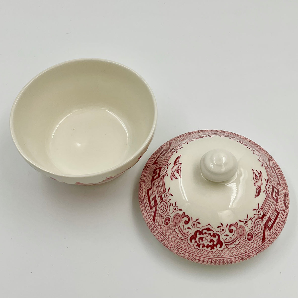 Vintage Churchill Willow Rosa Pink Covered Sugar Bowl