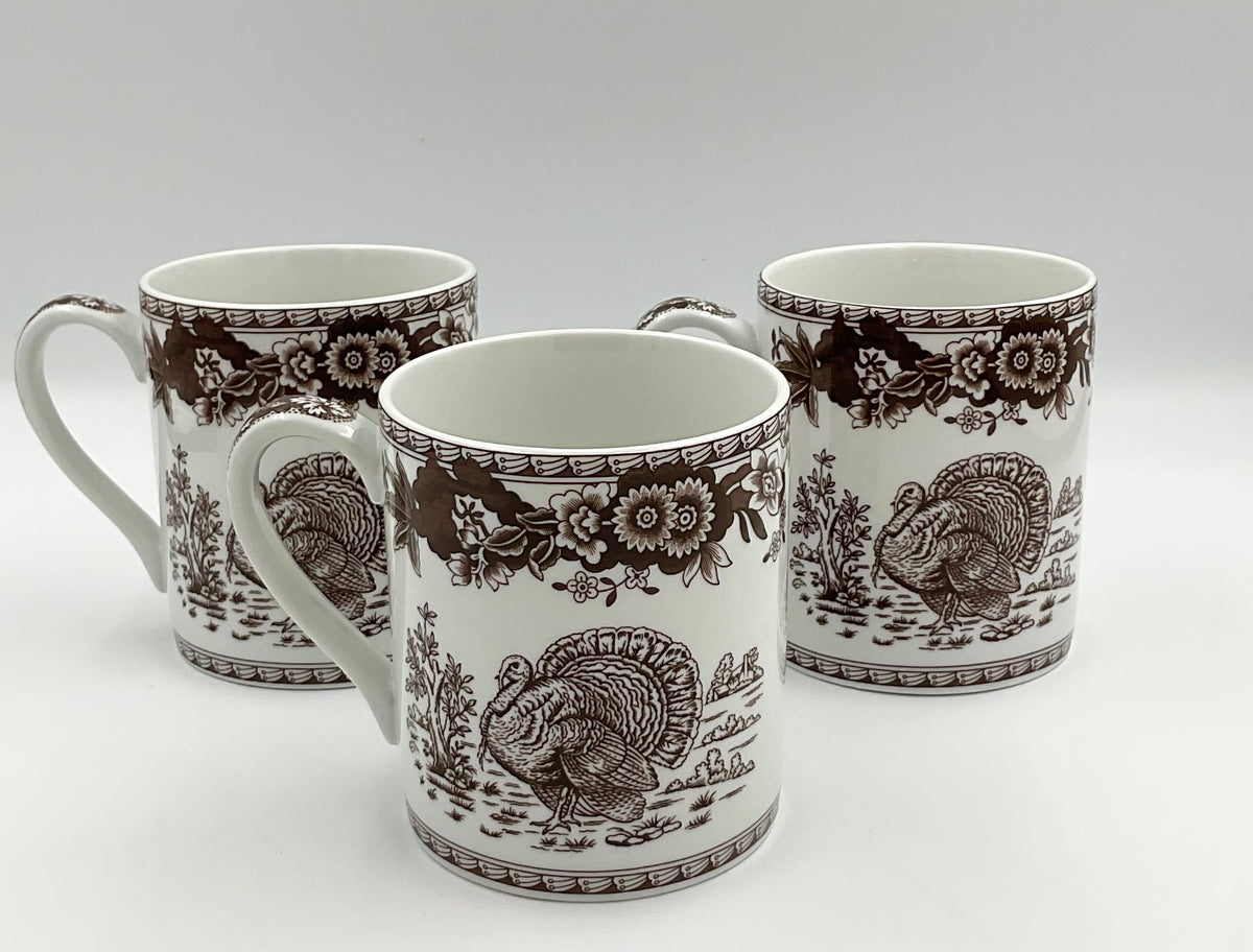 Vintage Spode Celebration Turkey Mugs – Set of 3