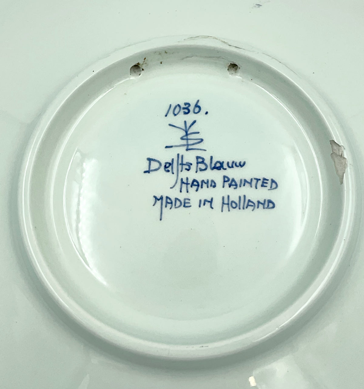 Vintage Delft Blue Bird Floral Plate 1036 Hand Painted Holland Blue & White