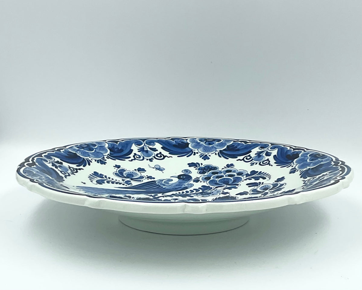 Vintage Delft Blue Bird Floral Plate 1036 Hand Painted Holland Blue & White