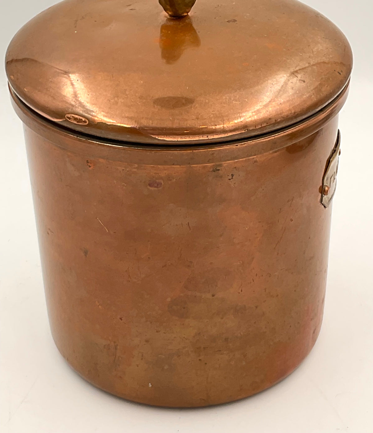 Vintage Copper Flour Canister with Brass Bird Knob