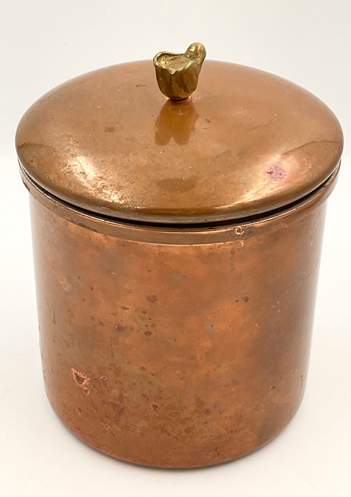 Vintage Copper Flour Canister with Brass Bird Knob