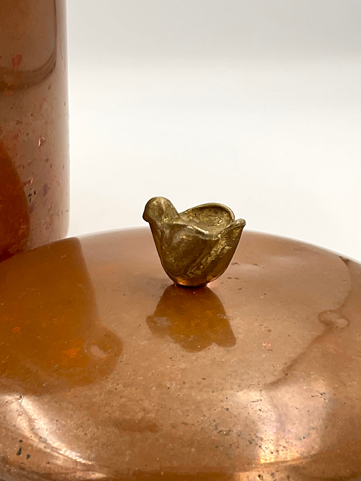 Vintage Copper Flour Canister with Brass Bird Knob