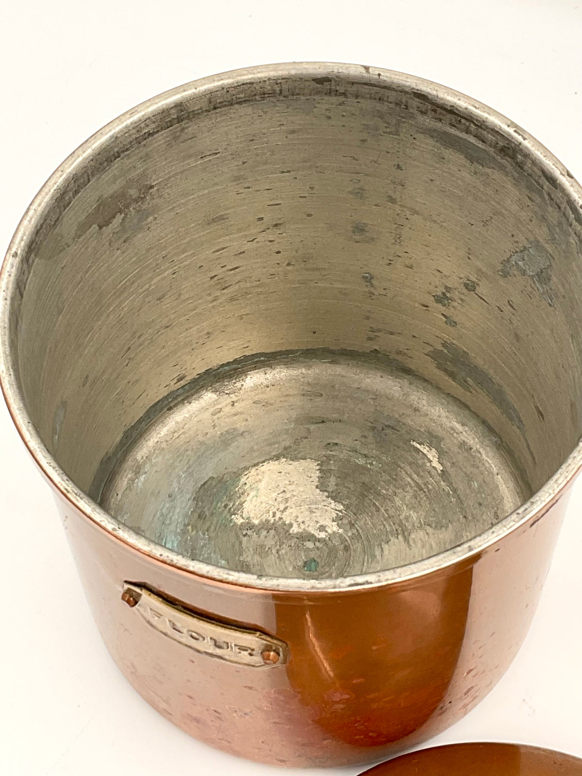 Vintage Copper Flour Canister with Brass Bird Knob