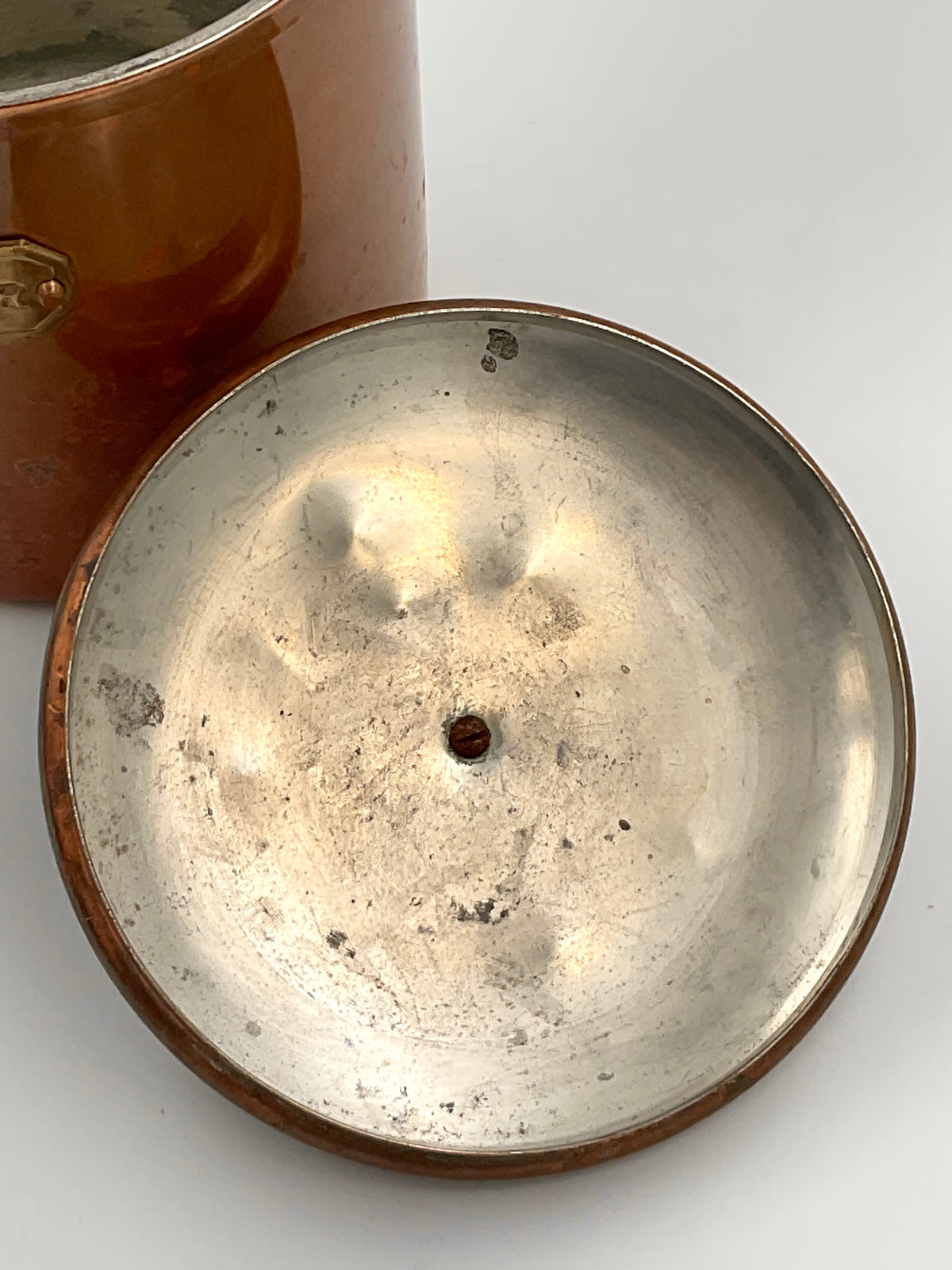 Vintage Copper Flour Canister with Brass Bird Knob