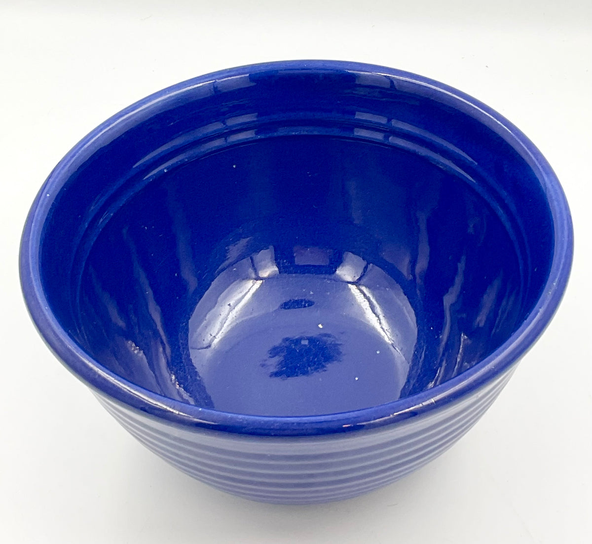 Vintage Bauer Pottery Cobalt Blue Ribbed Bowl No. 24