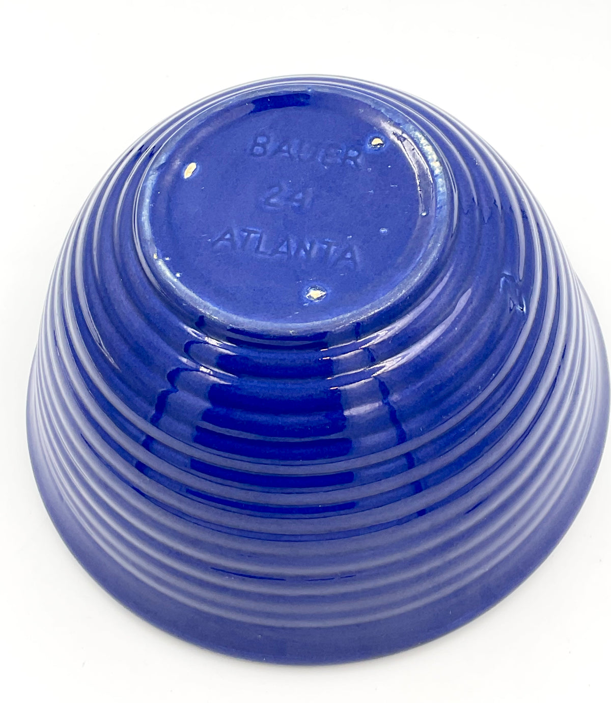 Vintage Bauer Pottery Cobalt Blue Ribbed Bowl No. 24