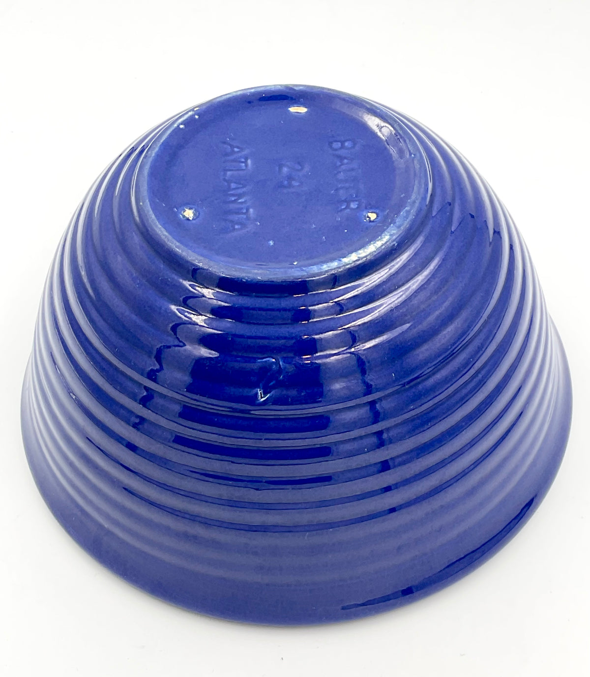 Vintage Bauer Pottery Cobalt Blue Ribbed Bowl No. 24