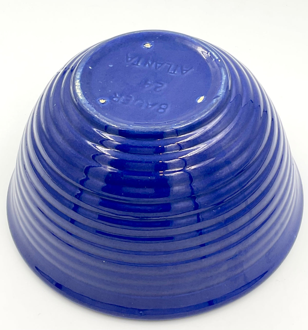 Vintage Bauer Pottery Cobalt Blue Ribbed Bowl No. 24