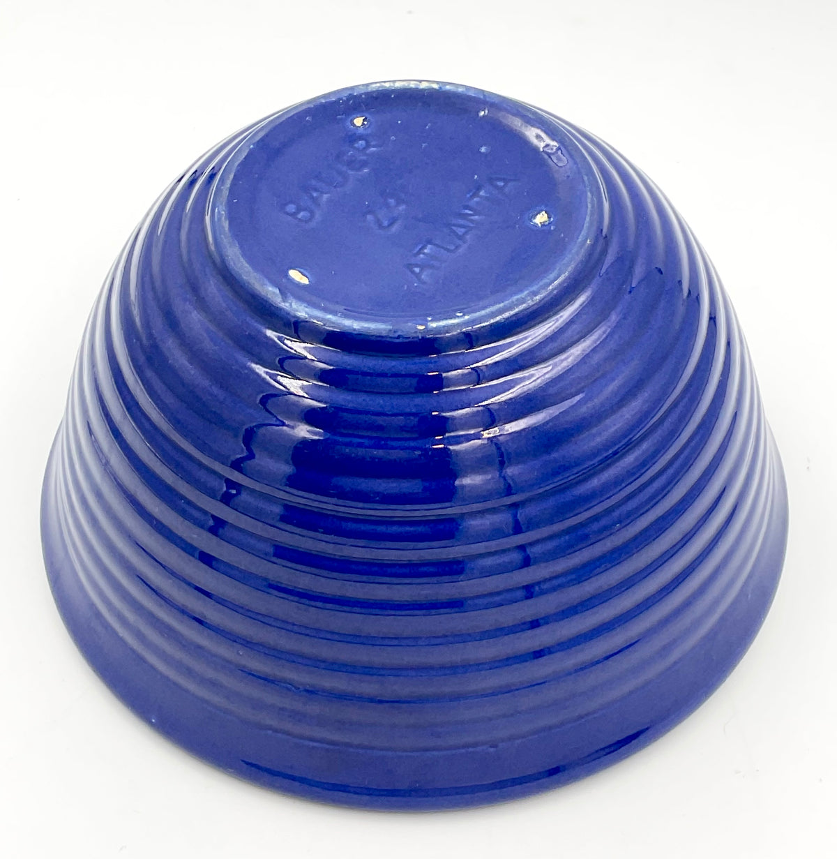 Vintage Bauer Pottery Cobalt Blue Ribbed Bowl No. 24