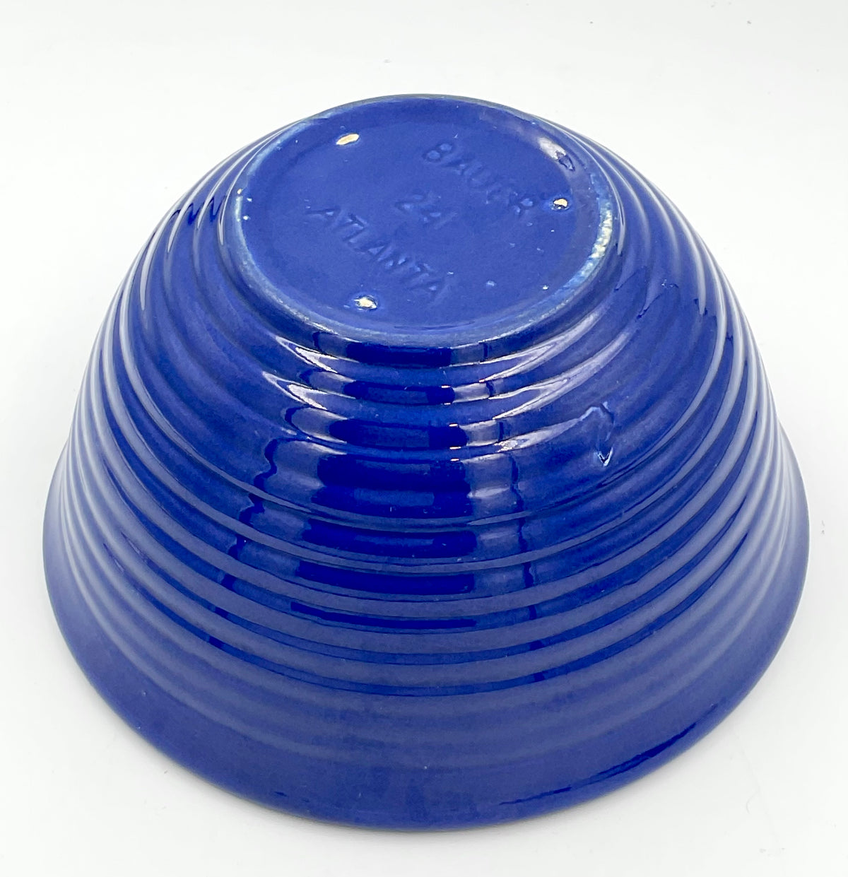 Vintage Bauer Pottery Cobalt Blue Ribbed Bowl No. 24