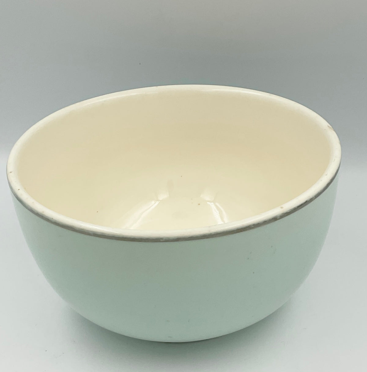 Vintage Universal Ballerina Mist Blue Bowl Silver Trim USA