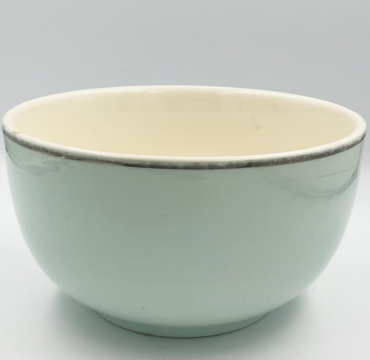 Vintage Universal Ballerina Mist Blue Bowl Silver Trim USA