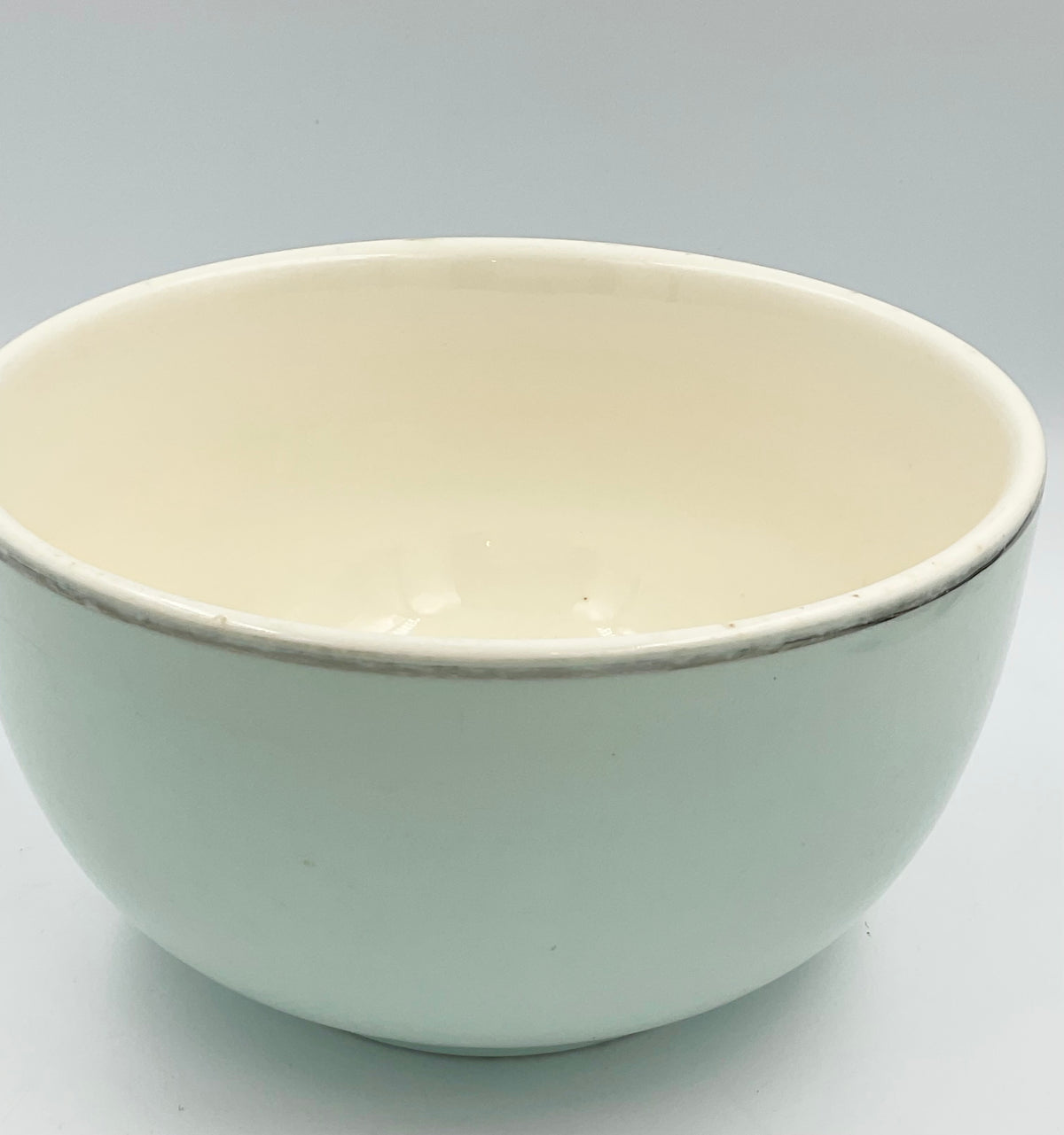 Vintage Universal Ballerina Mist Blue Bowl Silver Trim USA