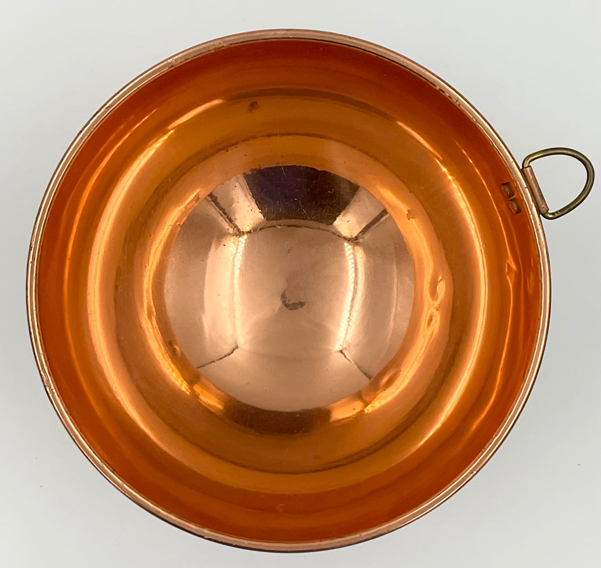 Vintage Daewoo Solid Copper Bowl with Brass Ring Handles Korea