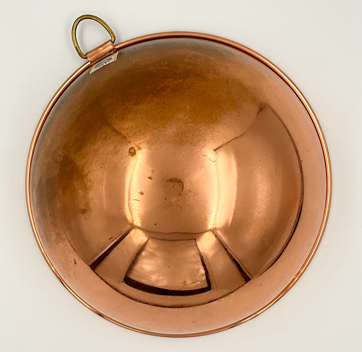 Vintage Daewoo Solid Copper Bowl with Brass Ring Handles Korea
