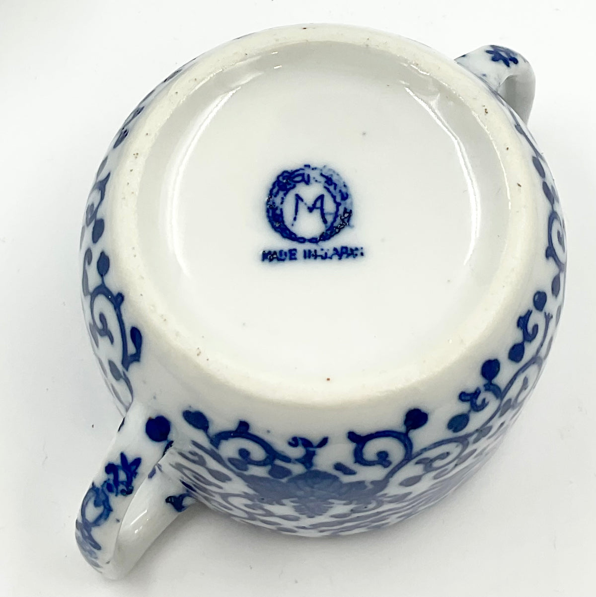 Vintage Japanese Blue & White Phoenix Sugar Bowl & Creamer Set