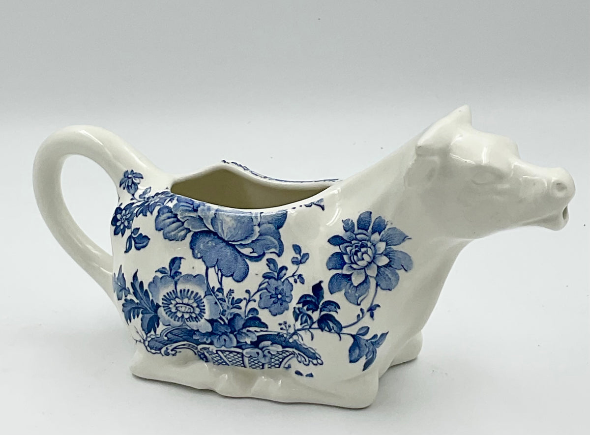 Vintage Royal Crownford Charlotte Cow Creamer Blue & White Ironstone