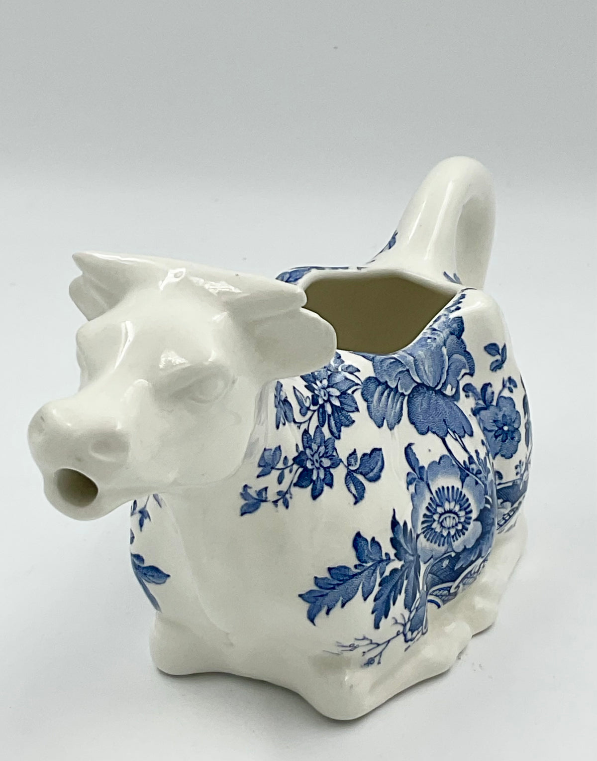 Vintage Royal Crownford Charlotte Cow Creamer Blue & White Ironstone