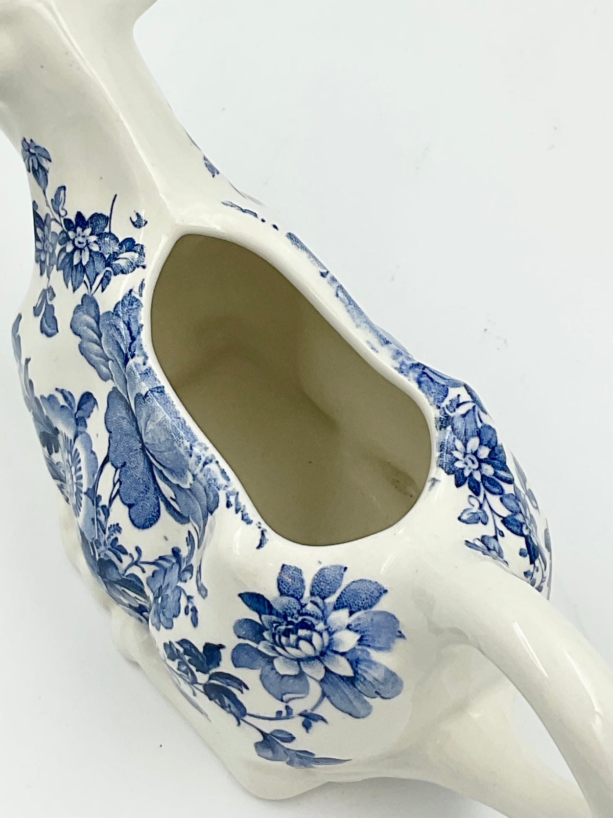 Vintage Royal Crownford Charlotte Cow Creamer Blue & White Ironstone