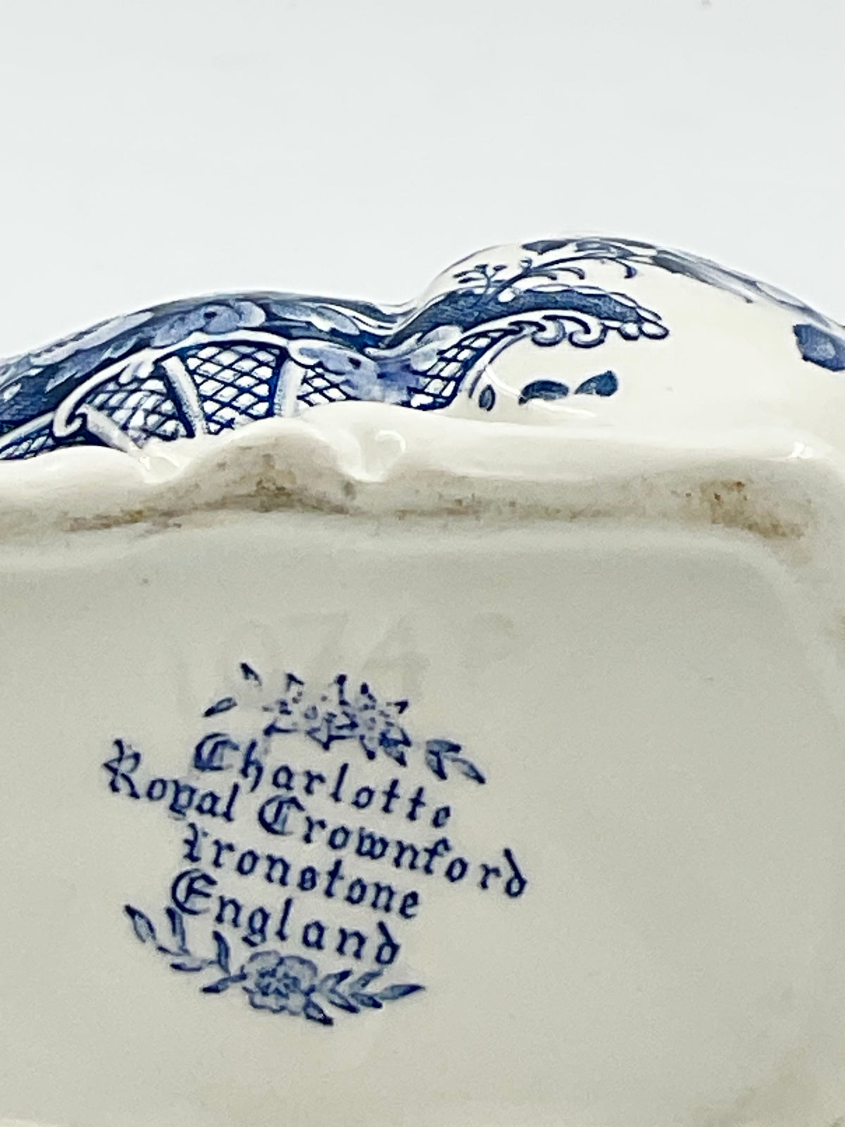 Vintage Royal Crownford Charlotte Cow Creamer Blue & White Ironstone
