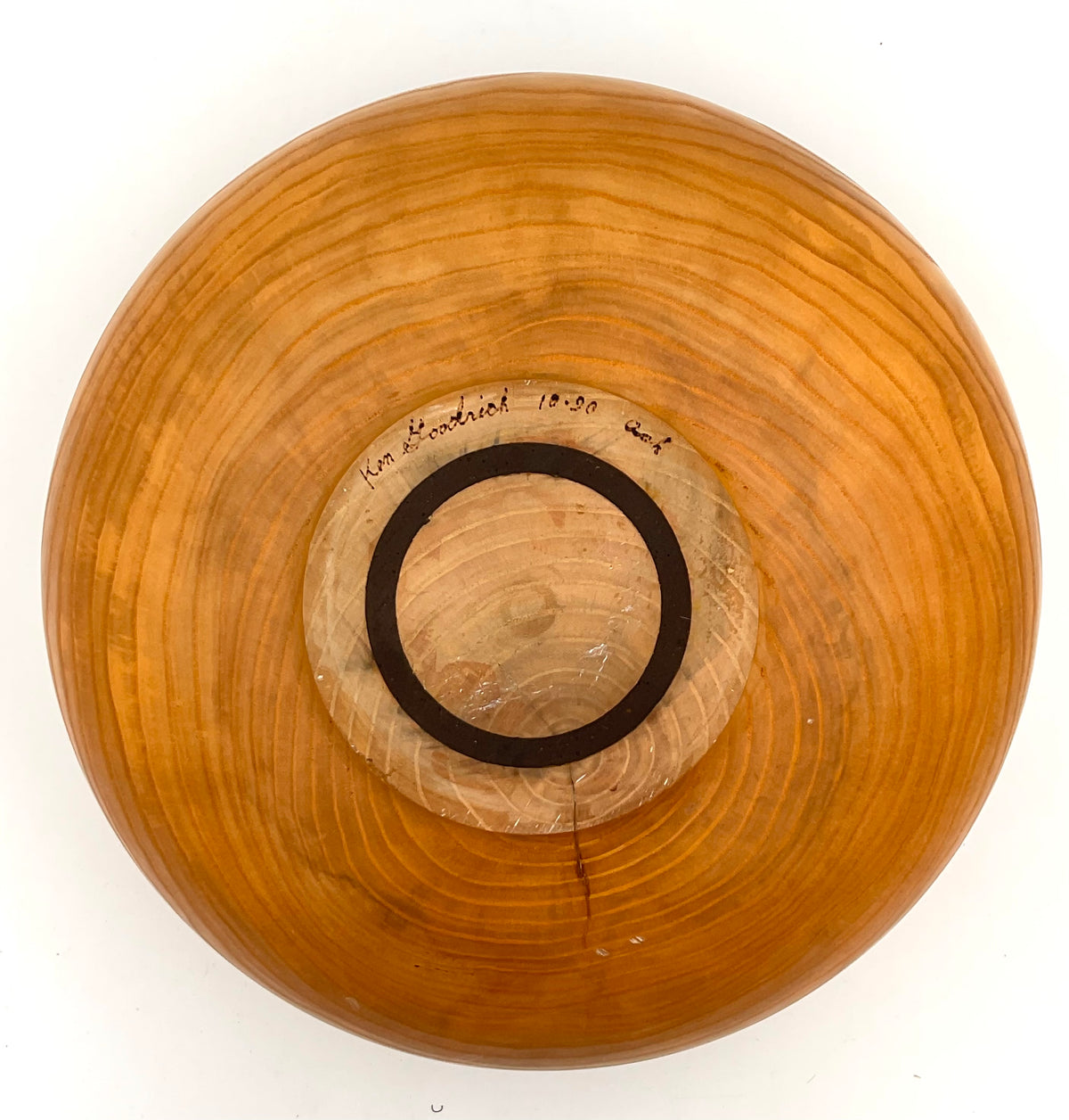 Vintage Ken Goodrich Hand-Turned Wood Bowl | Signed 1990 | 12.5”